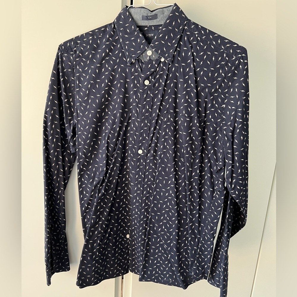 J Crew men slim shirt in navy - M